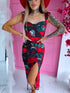 "ROSE SORBET 89" midi dress - red with black